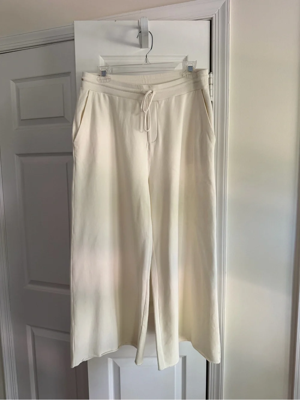 Cuyana Cream Pima Cotton Modal Wide Leg Lounge Pants M